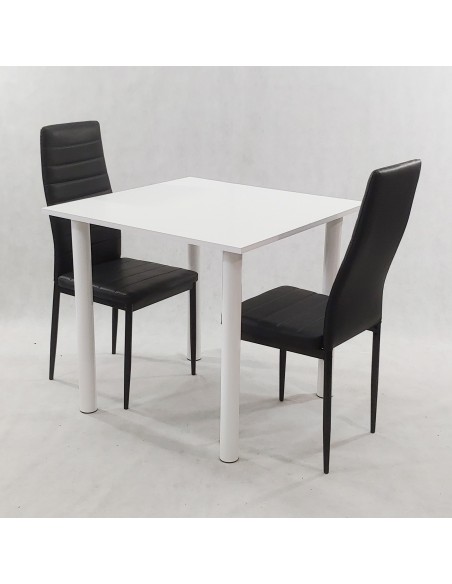 Zestaw stół Lugano 80 biały i 2 krzesła Nicea białe