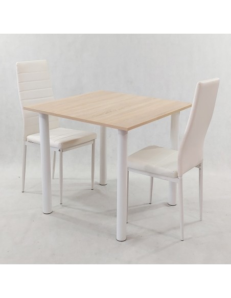 Zestaw stół Lugano 80 biały i 2 krzesła Nicea białe