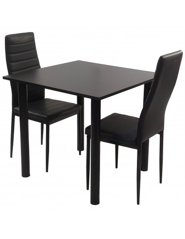 Zestaw stół Lugano 80 czarny i 2 krzesła Nicea czarne