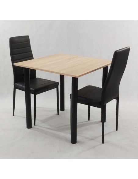 Zestaw stół Lugano 80 czarny i 2 krzesła Nicea białe