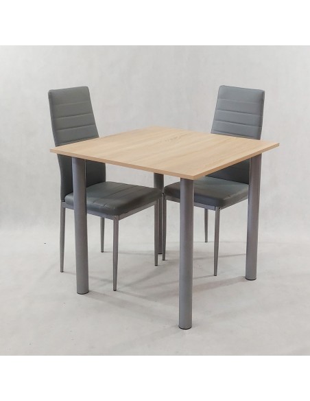Zestaw stół Lugano 80 sonoma i 2 krzesła Nicea szare