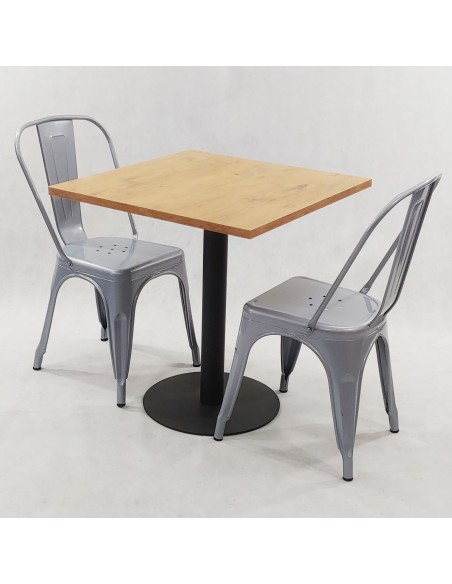 Zestaw stół Kansas i 2 krzesła Paris czarne