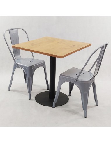 Zestaw stół Kansas i 2 krzesła Paris jasno szare