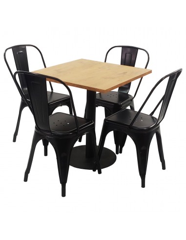 Zestaw stół Kansas i 4 krzesła Paris czarne