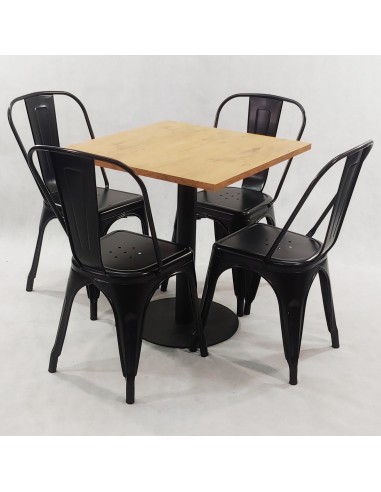 Zestaw stół Kansas i 4 krzesła Paris czarne