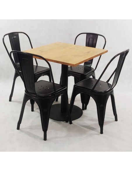 Zestaw stół Kansas i 4 krzesła Paris czarne