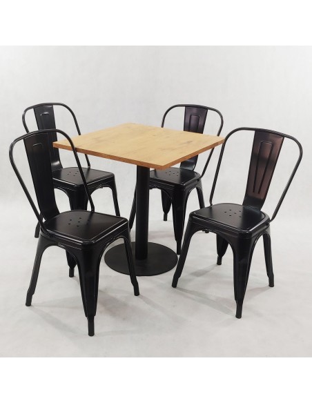 Zestaw stół Kansas i 4 krzesła Paris czarne