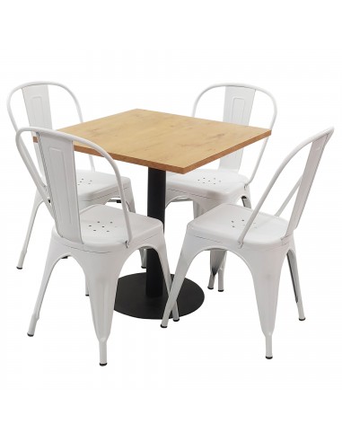 Zestaw stół Kansas i 4 krzesła Paris białe