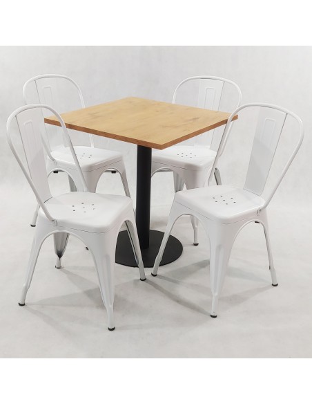 Zestaw stół Kansas i 4 krzesła Paris białe