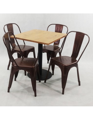 Zestaw stół Kansas i 4 krzesła Paris miedziane