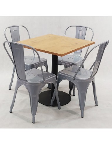 Zestaw stół Kansas i 4 krzesła Paris jasno szare