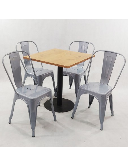 Zestaw stół Kansas i 4 krzesła Paris jasno szare