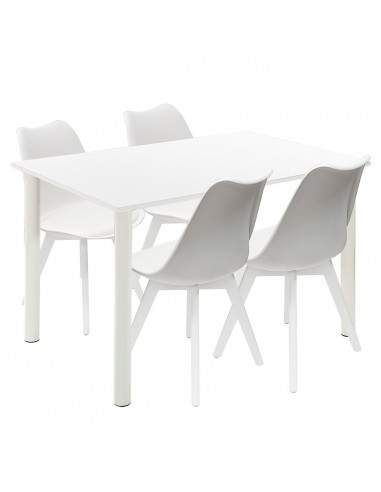 Zestaw stół Lugano 120 biały i 4 krzesła NORDEN MONO białe