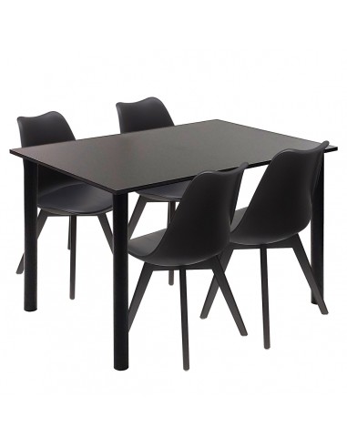 Zestaw stół Lugano 120 czarny i 4 krzesła NORDEN MONO czarne