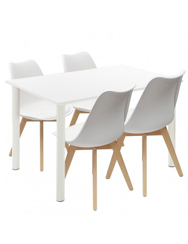 Zestaw stół Lugano 120 biały i 4 krzesła NORDEN białe