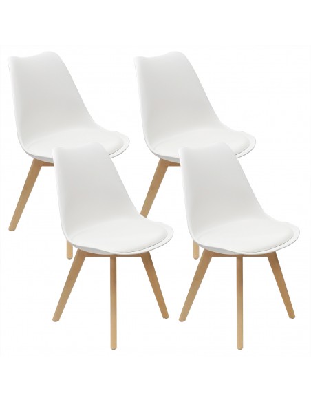 Zestaw stół Lugano 120 biały i 4 krzesła NORDEN białe