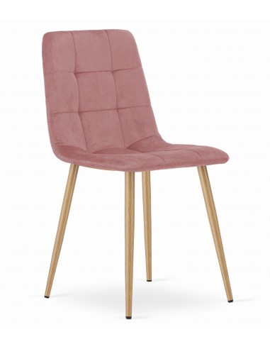 Krzesło KARA - różowy aksamit / nogi kolor drewna x 4