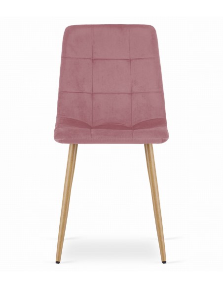 Krzesło KARA - różowy aksamit / nogi kolor drewna x 4