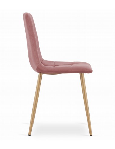 Krzesło KARA - różowy aksamit / nogi kolor drewna x 4