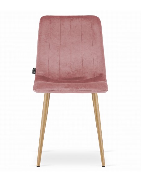 Krzesło LAVA - różowy aksamit / nogi kolor drewna x 4 Krzesło LAVA - różowy aksamit / nogi kolor drewna x 4