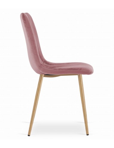 Krzesło LAVA - różowy aksamit / nogi kolor drewna x 4