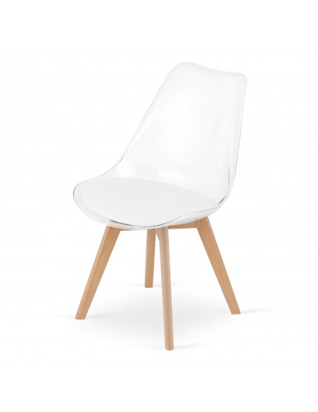 Krzesło MARK - przezroczyste / nogi naturalne x 4