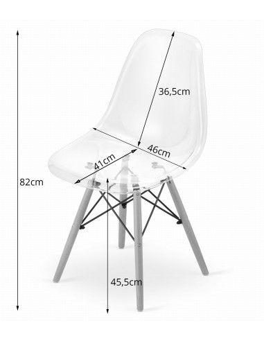 Krzesło OSAKA przezroczyste / nogi naturalne x 4