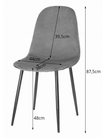 Krzesło COMO - ciemny szary aksamit x 4