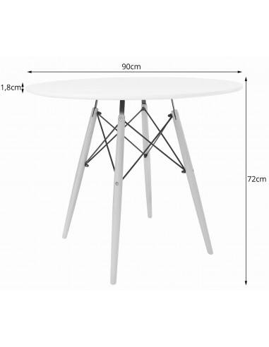Stół TODI Okrągły 90cm - biały