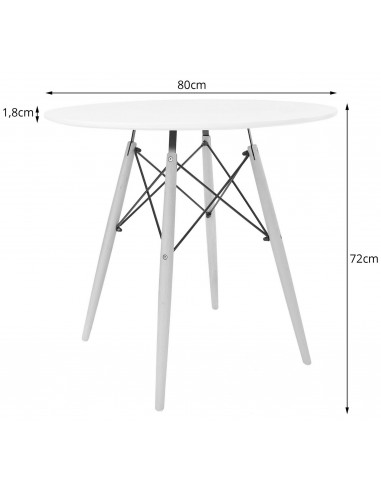 Stół TODI Okrągły 80cm - biały