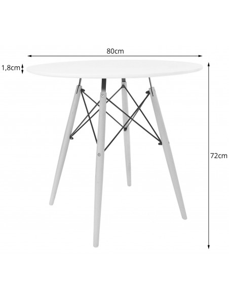 Stół TODI Okrągły 80cm - biały