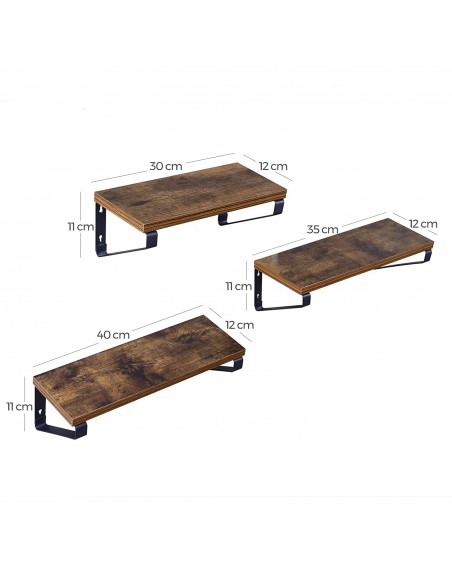 Zestaw 3 Półek Wiszących - LWS33BX