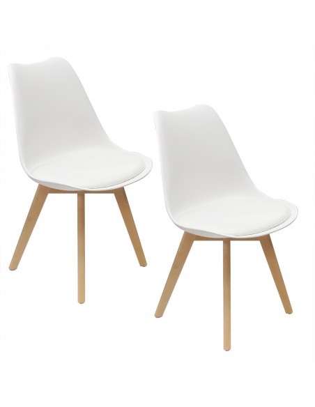 Zestaw stół Lugano 80 biały i 2 krzesła NORDEN białe