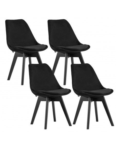 Krzesło NORI - czarny aksamit - nogi czarne x 4