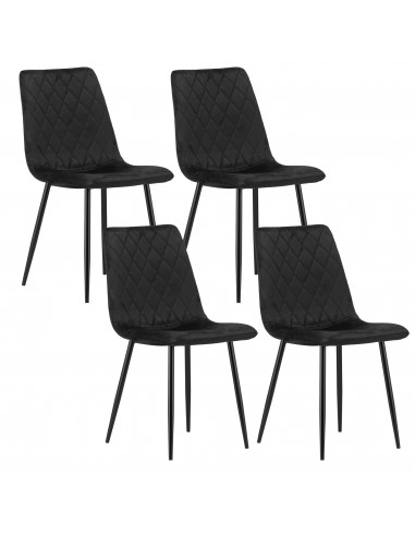 4 krzesła TURIN welur czarne