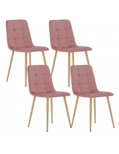 4 krzesła KARA - różowy welur