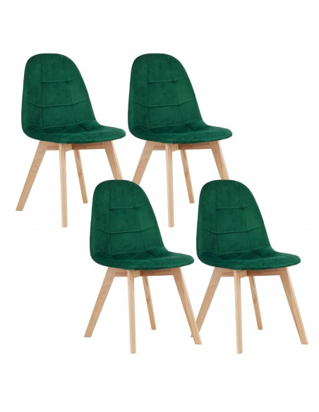 4 krzesła BORA welur ciemna zieleń
