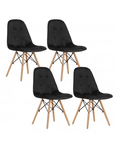 4 krzesła DUMO - welur czarny