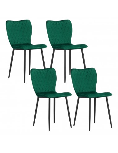 4 krzesła FOX - ciemna zieleń welur