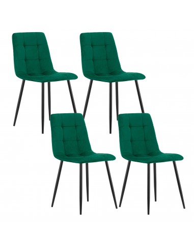 4 krzesła KARA - welur ciemna zieleń