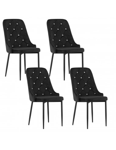 4 krzesła AMORE - czarne welurowe