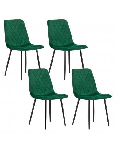 4 krzesła TURIN welur zielony
