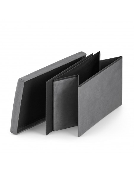 Pufa składana XL - 60x38x38cm szary welur