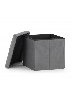 Pufa składana L - 38x38x38cm aksamit szara 2