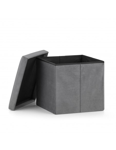 Pufa składana L - 38x38x38cm aksamit szara