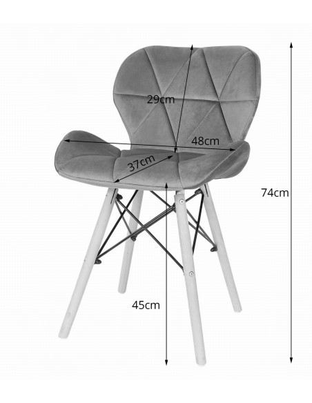 4 krzesła LAGO welur różowe