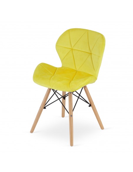 4 krzesła LAGO welur żółte