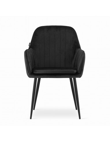 2 krzesła LUGO - welur czarny / nogi czarne