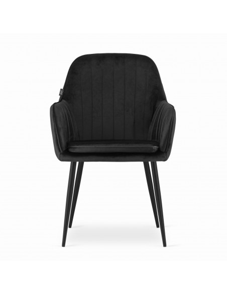 2 krzesła LUGO - welur czarny / nogi czarne