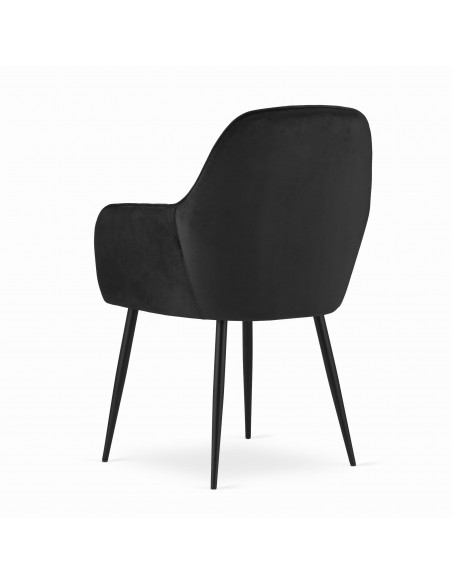 2 krzesła LUGO - welur czarny / nogi czarne